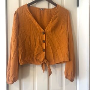 Large burnt orange long sleeve crop top